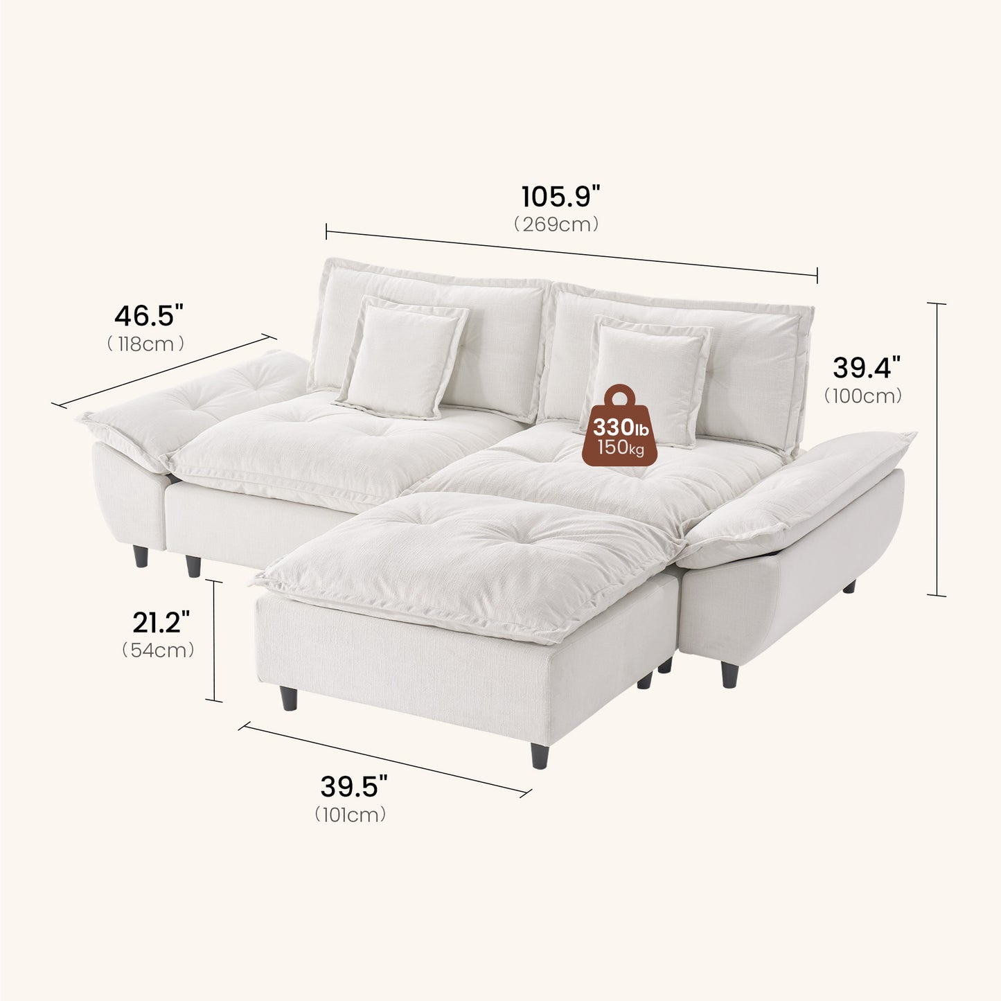 [Pre-Sale] Voyage Modern Modular 2-Seater Cloud Loveseat