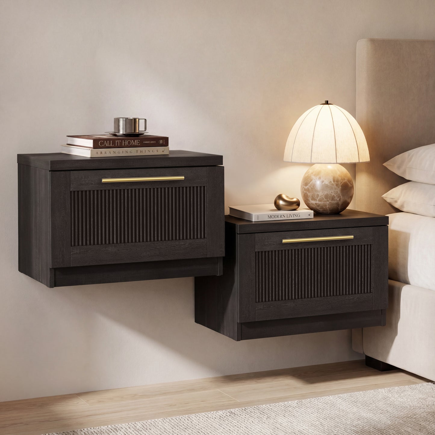 [Pre-sale] Harmo Block Black Floating Nightstand，set of 2