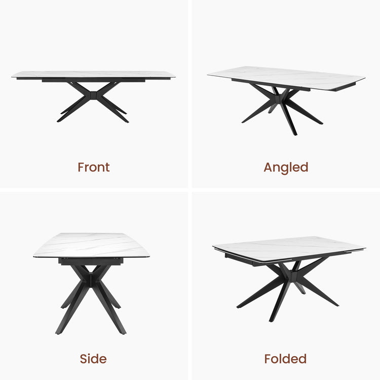 70.9"-102.4" Extendable Rectangular Dining Table, Glossy Sintered Stone Modern Kitchen Table for 8-10