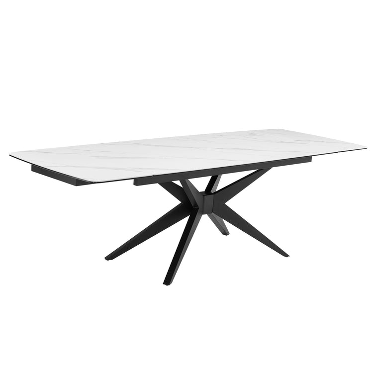 70.9"-102.4" Extendable Rectangular Dining Table, Glossy Sintered Stone Modern Kitchen Table for 8-10