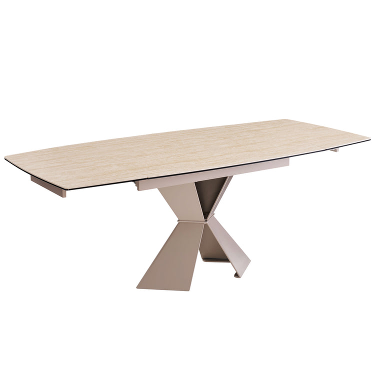 47.24"-78.74" Extendable Rectangular Dining Table, Travertine-Textured Sintered Stone Kitchen Table for 6-8