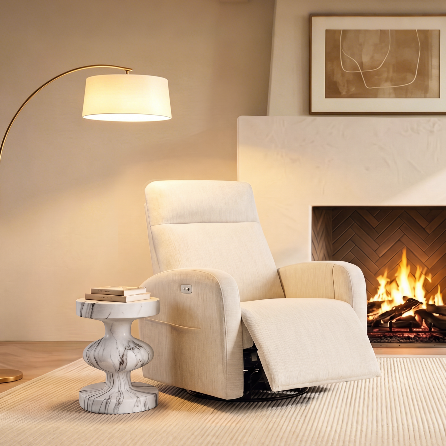 [Pre-Sale] Vase Pedestal Round Side Table - White Marble-Look Finish