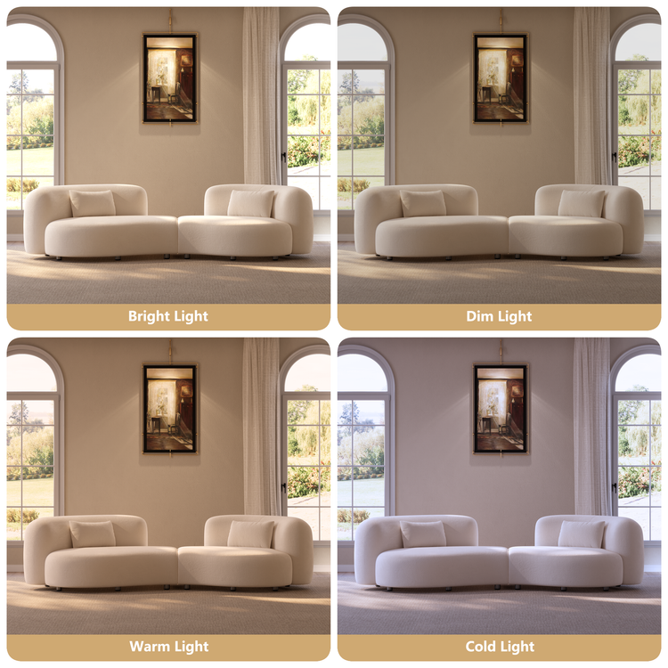 [Pre-Sale]  Space Capsule Curved Sofa, Modern 2-Seater Chenille Loveseat with High-Resilience Foam,Cream