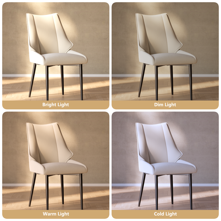 [Pre-Sale] 2 Pack Modern Cream Faux Leather Dining Chairs, Winged High Back & Thick Cushion Pads