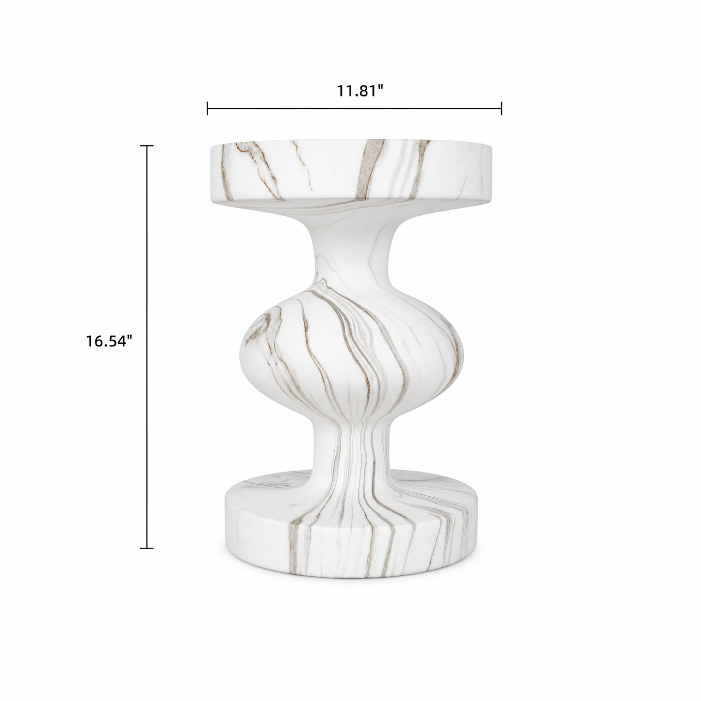 [Pre-Sale] Vase Pedestal Round Side Table - White Marble-Look Finish