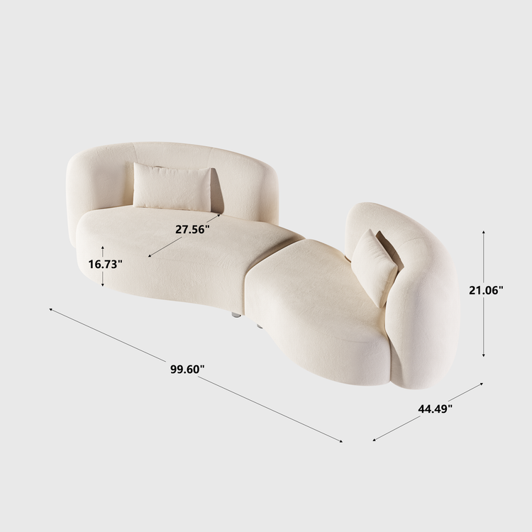 [Pre-Sale]  Space Capsule Curved Sofa, Modern 2-Seater Chenille Loveseat with High-Resilience Foam,Cream