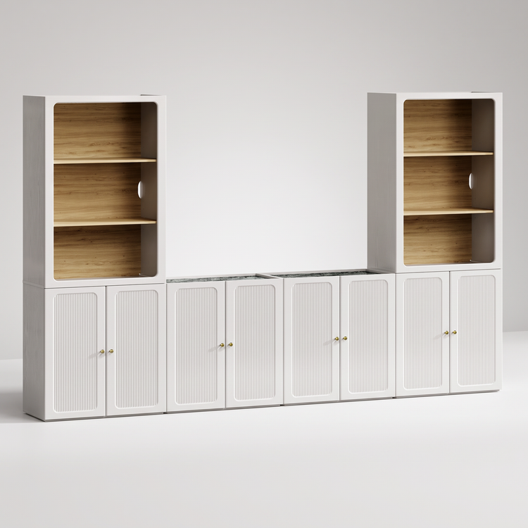 Storage Cabinet System, 126" Modular with Display Towers & Storage Cabinets, FlexMod Collection