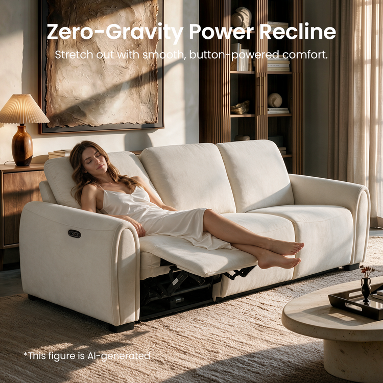 [Preventa] Sofá reclinable de gravedad cero de 2 piezas con USB-C y seguro para niños – Covea, beige