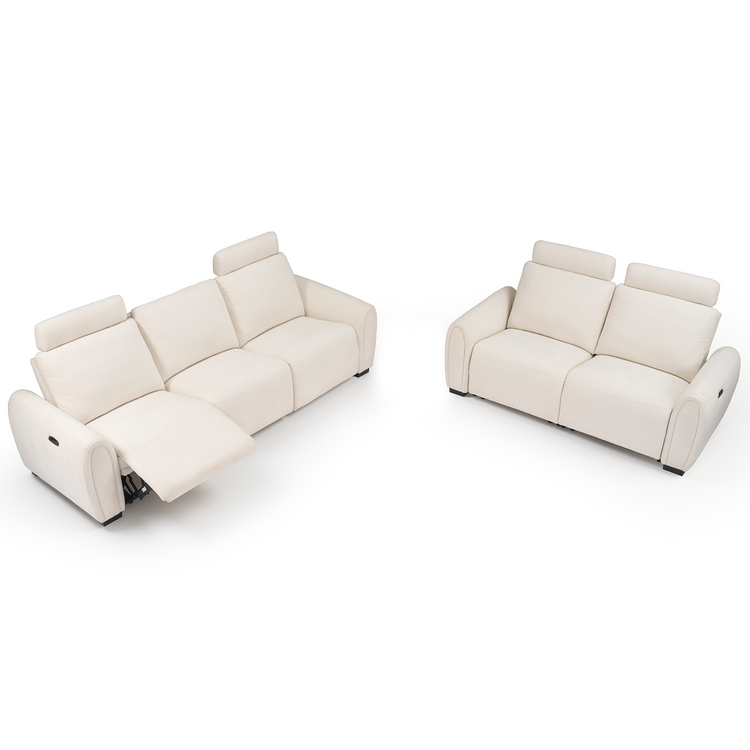 [Pre-Sale] 2-Piece Set  Zero-Gravity Reclining Sofa with Adjustable Headrest & USB-C – Covea, Beige