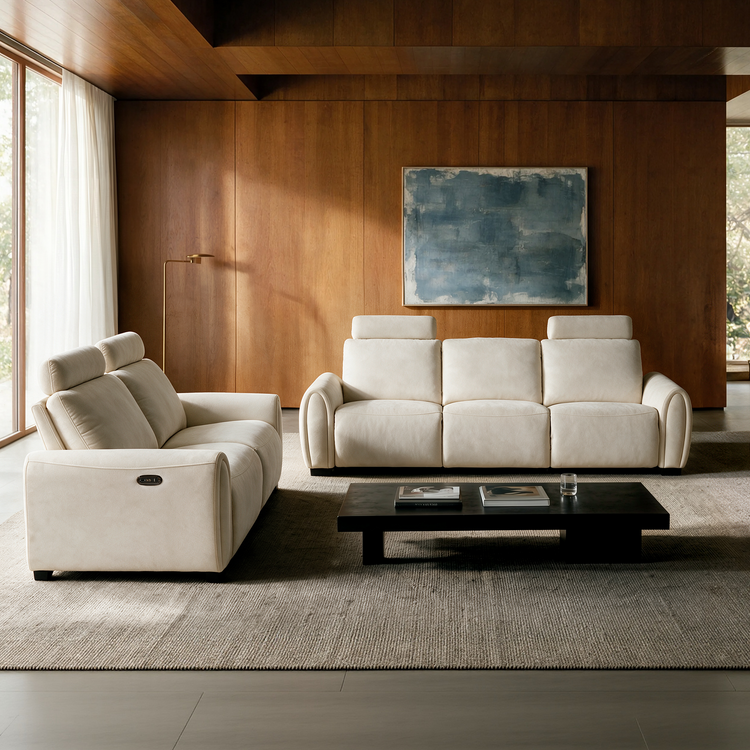[Pre-Sale] 2-Piece Set  Zero-Gravity Reclining Sofa with Adjustable Headrest & USB-C – Covea, Beige