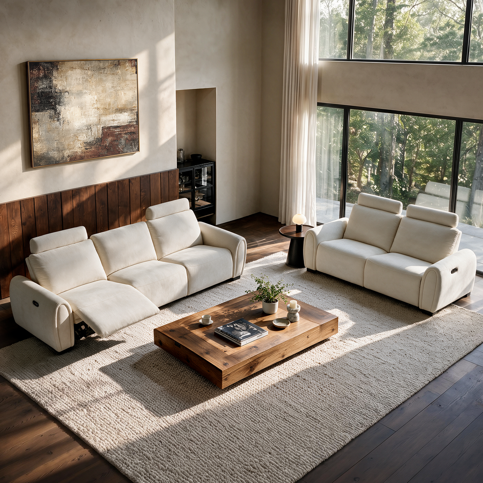 [Pre-Sale] 2-Piece Set  Zero-Gravity Reclining Sofa with Adjustable Headrest & USB-C – Covea, Beige