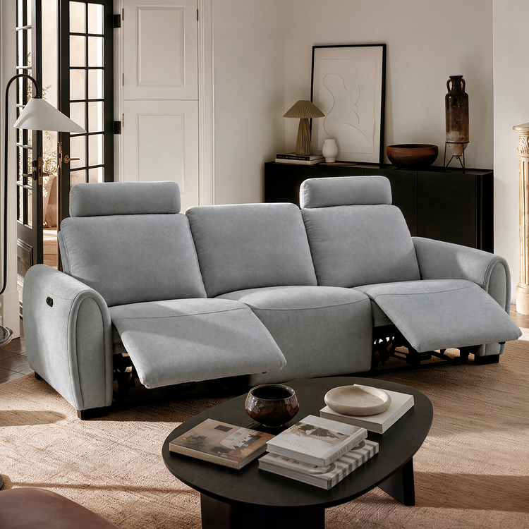 [Pre-Sale] 103" 3-Seater Sofa Zero-Gravity Reclining with Adjustable Headrest & USB-C – Covea, Gray