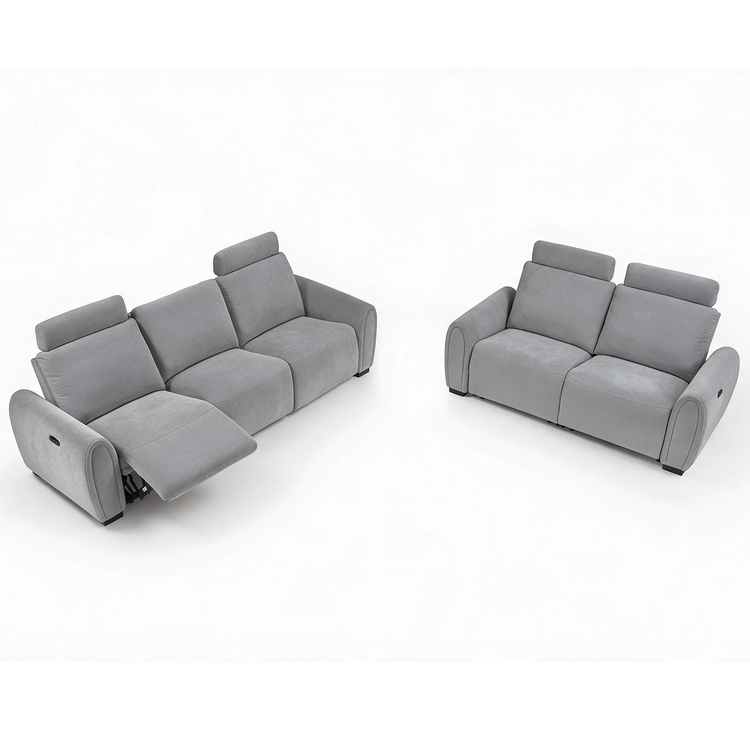 [Preventa] Juego de 2 piezas Sofá reclinable de gravedad cero con reposacabezas ajustable y USB-C – Covea, gris
