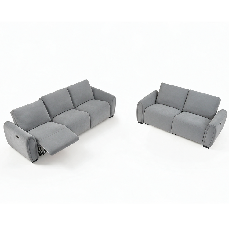 [Preventa] Juego de 2 piezas de sofá reclinable gravedad cero con USB-C y seguro para niños – Covea, Gris