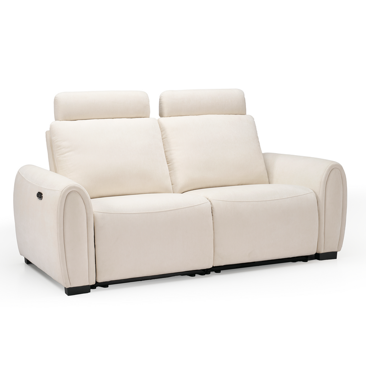 [Preventa] Sofá de dos plazas de 74" con reclinación gravedad cero, reposacabezas ajustable y USB-C – Covea, beige