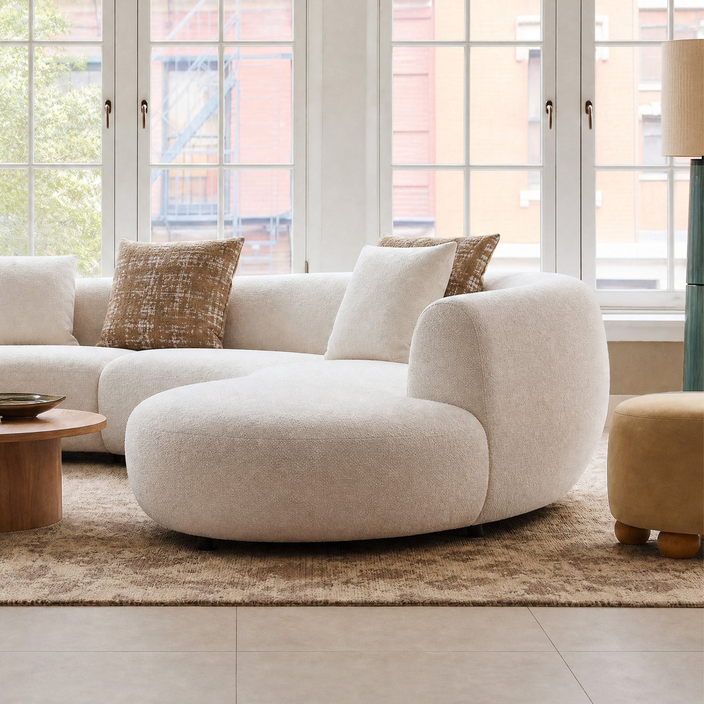 [Pre-Sale] Modern Organic Curved Boucle Sofa Large Modular Sectional Couch - Beige