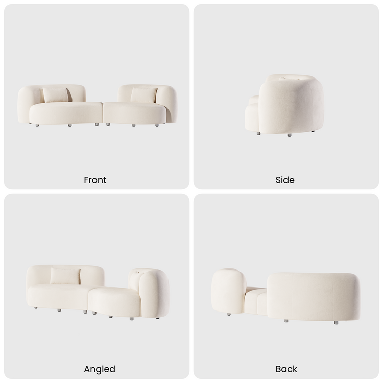 [Pre-Sale]  Space Capsule Curved Sofa, Modern 2-Seater Chenille Loveseat with High-Resilience Foam,Cream