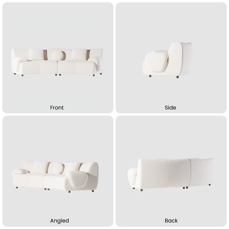 [Pre-Sale] Bamboo-Segment Design Curved Sofa, 109.4" Loveseat Modular Chenille Sectional, Cream