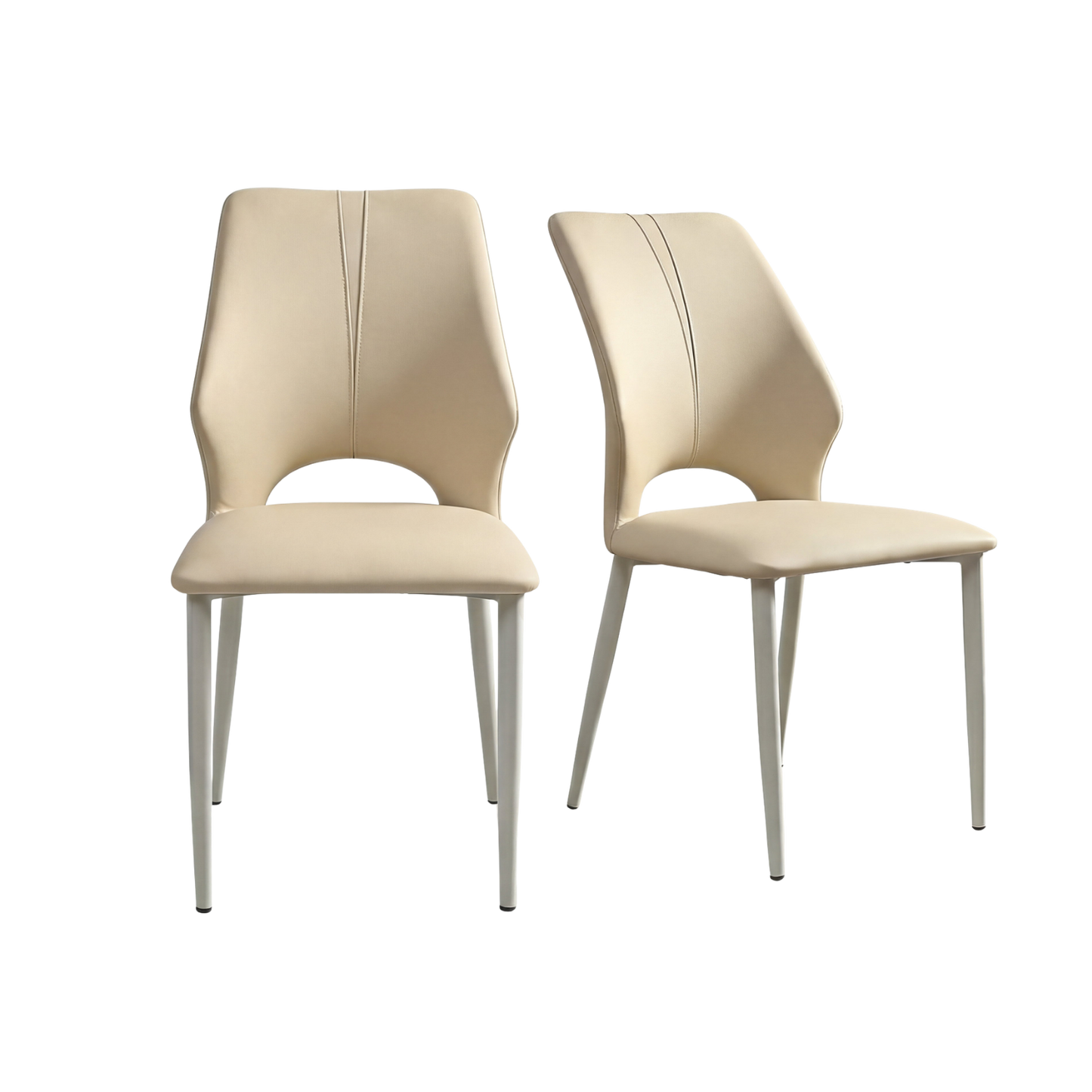 Modern Light Luxury PU Leather Dining Chairs Set 2Pcs,Beige