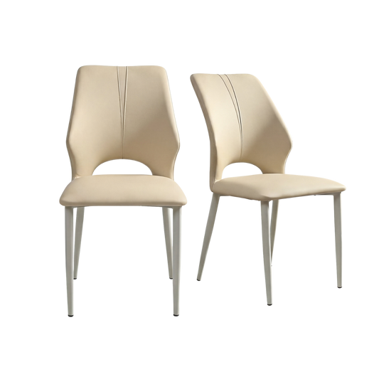 Modern Light Luxury PU Leather Dining Chairs Set 2Pcs,Beige