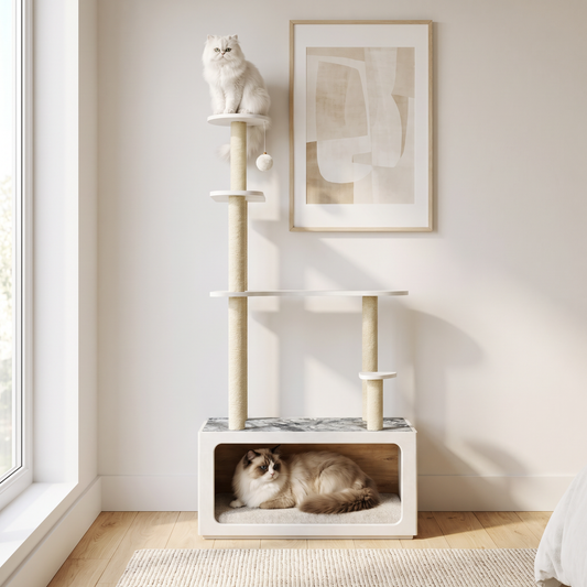 Cat Tree, 62.1" Modular with Cozy Cat House & Sisal Posts, FlexMod Collection