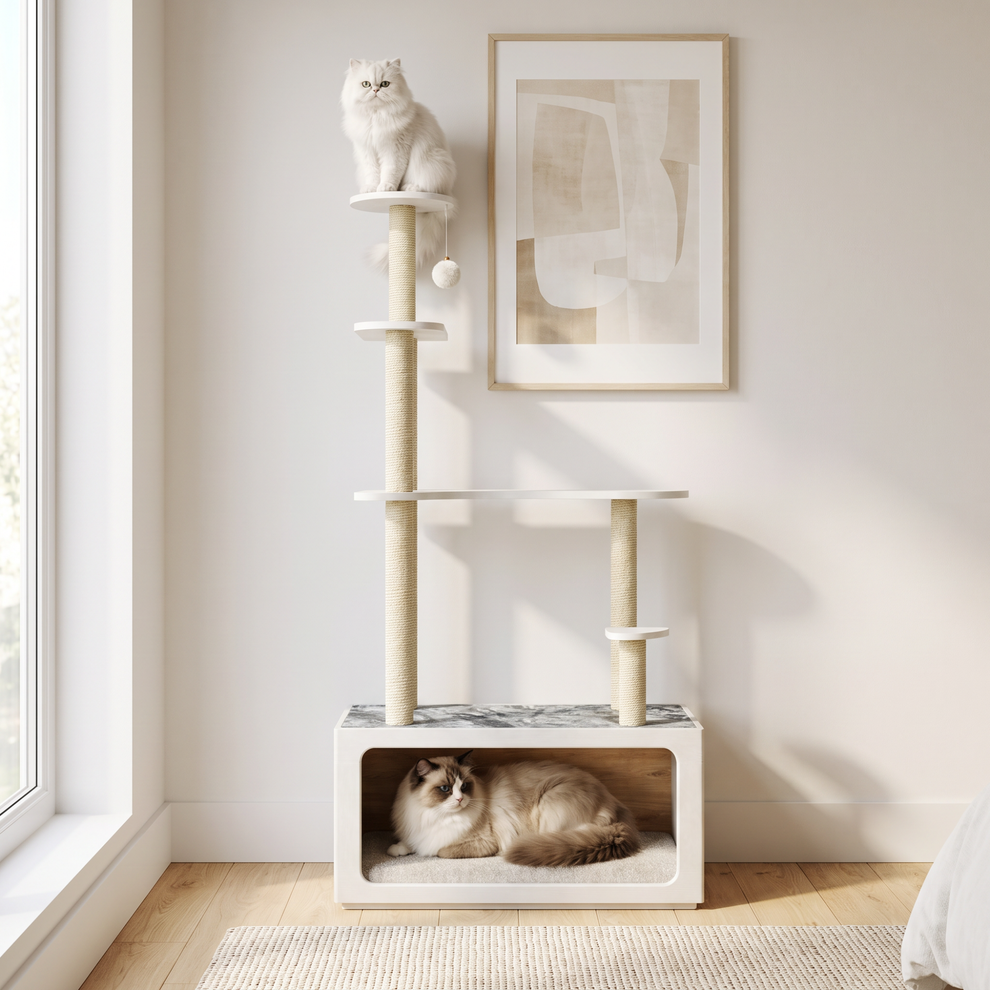 Cat Tree, 62.1" Modular with Cozy Cat House & Sisal Posts, FlexMod Collection
