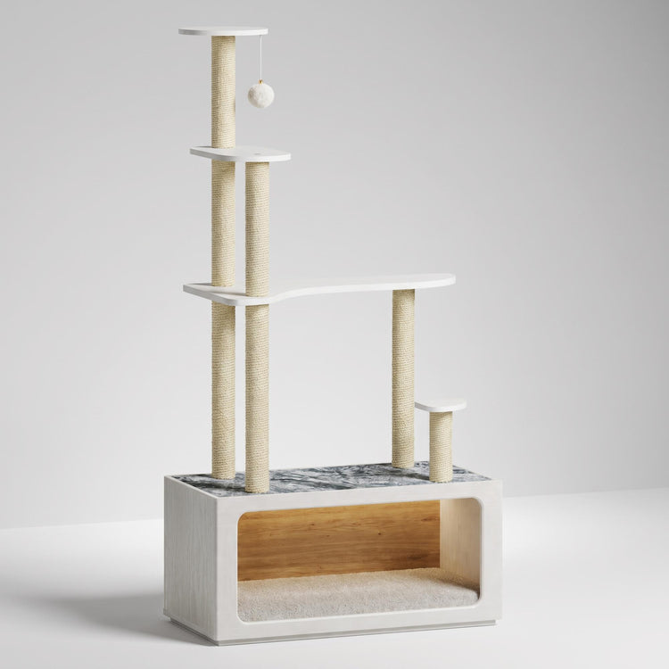 Cat Tree, 62.1" Modular with Cozy Cat House & Sisal Posts, FlexMod Collection