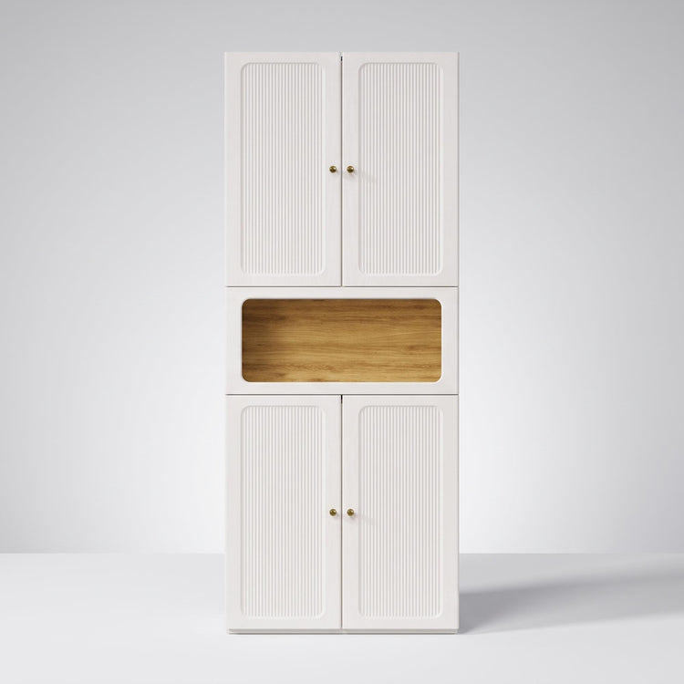 Tall Storage Cabinet, 78.1" Modular with Fluted Doors & Open Nook, FlexMod Collection
