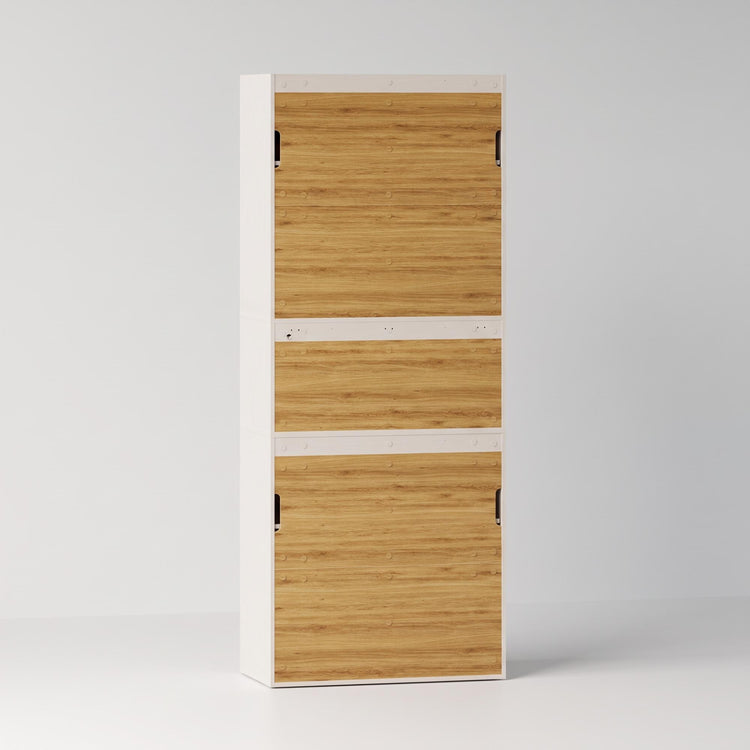 Tall Storage Cabinet, 78.1" Modular with Fluted Doors & Open Nook, FlexMod Collection