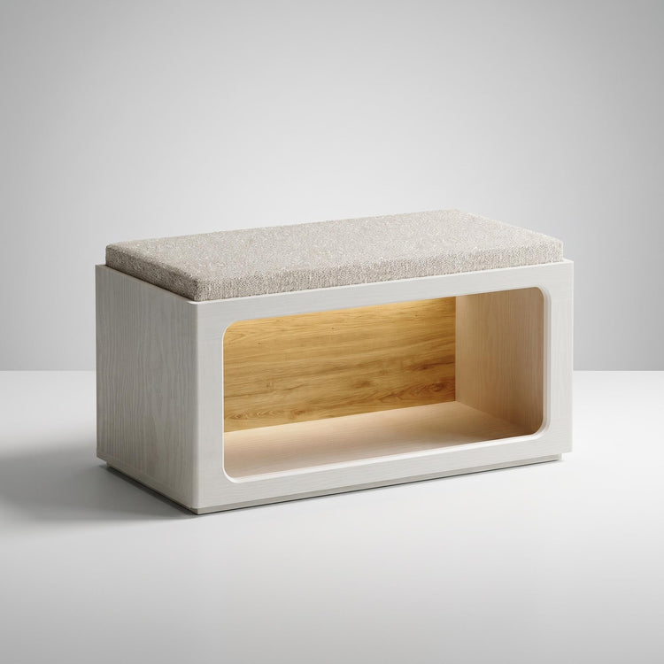 Entryway Shoe Bench, 31.5" Modular with 3-Color LED Light & Cushioned Seat, FlexMod Collection