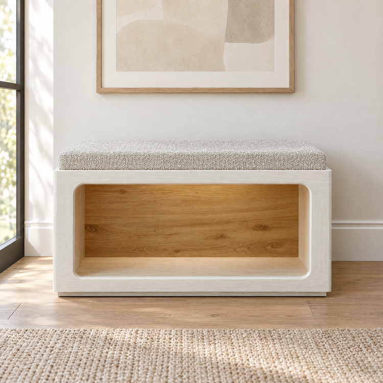 Entryway Shoe Bench, 31.5" Modular with 3-Color LED Light & Cushioned Seat, FlexMod Collection