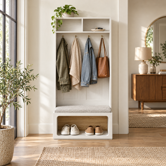 Hall Tree, 68.9" Modular with Coat Hooks & LED Storage Bench, FlexMod Collection