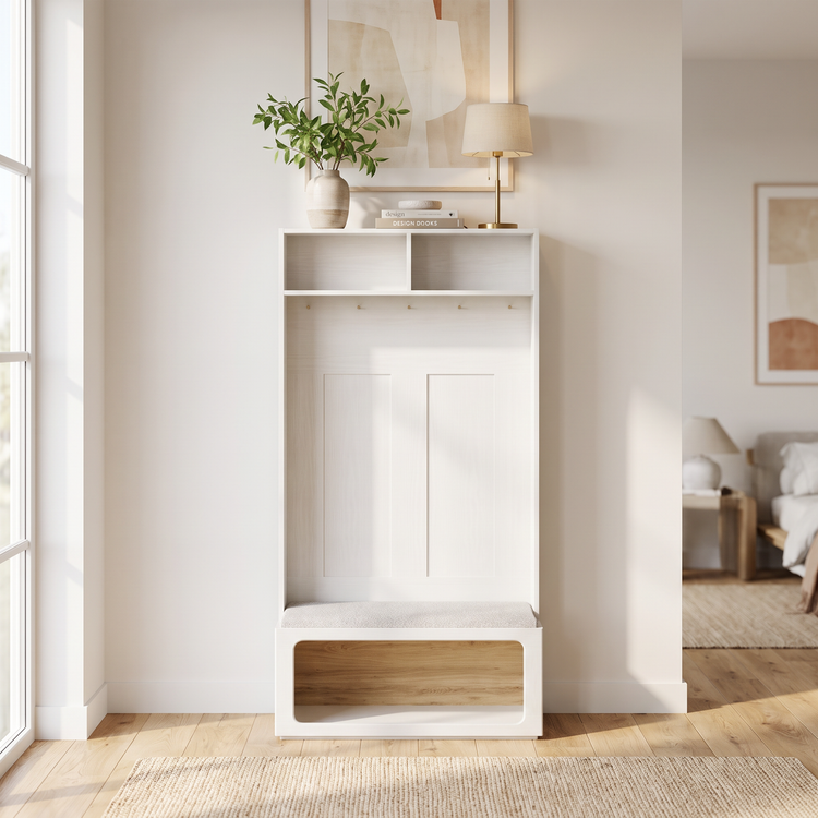 Hall Tree, 68.9" Modular with Coat Hooks & LED Storage Bench, FlexMod Collection