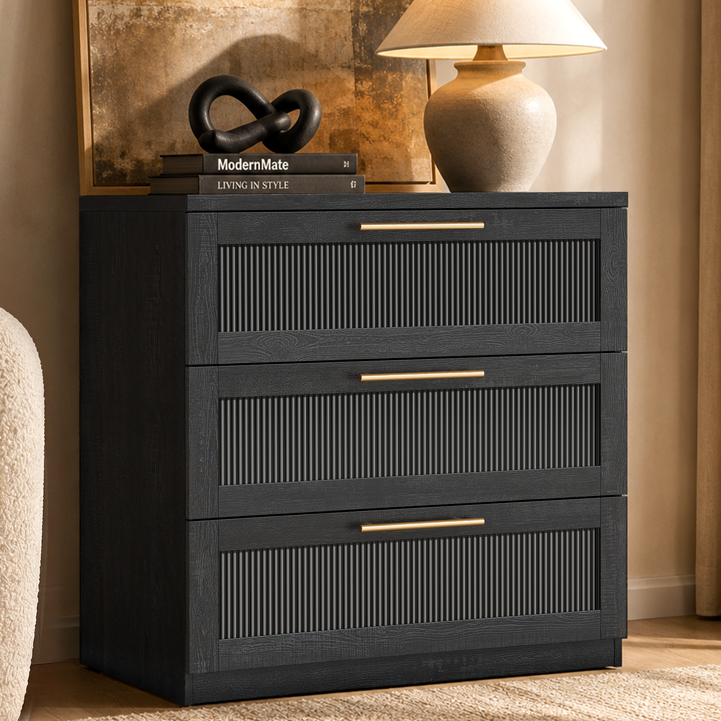 Harmo Block 3-Drawer Dresser with Wave Panel