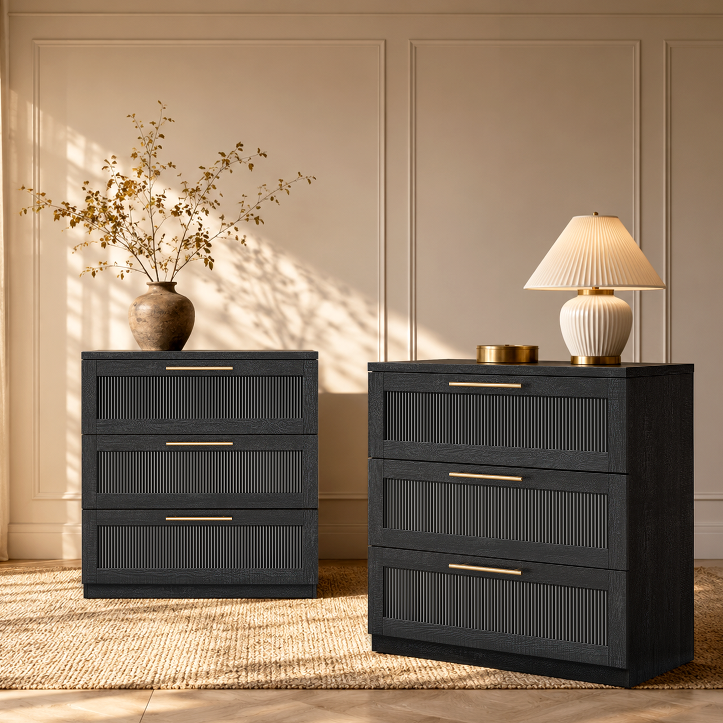 Harmo Block 3-Drawer Dresser with Wave Panel