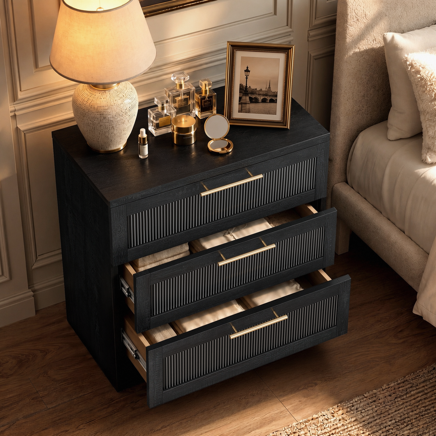 Harmo Block 3-Drawer Dresser with Wave Panel