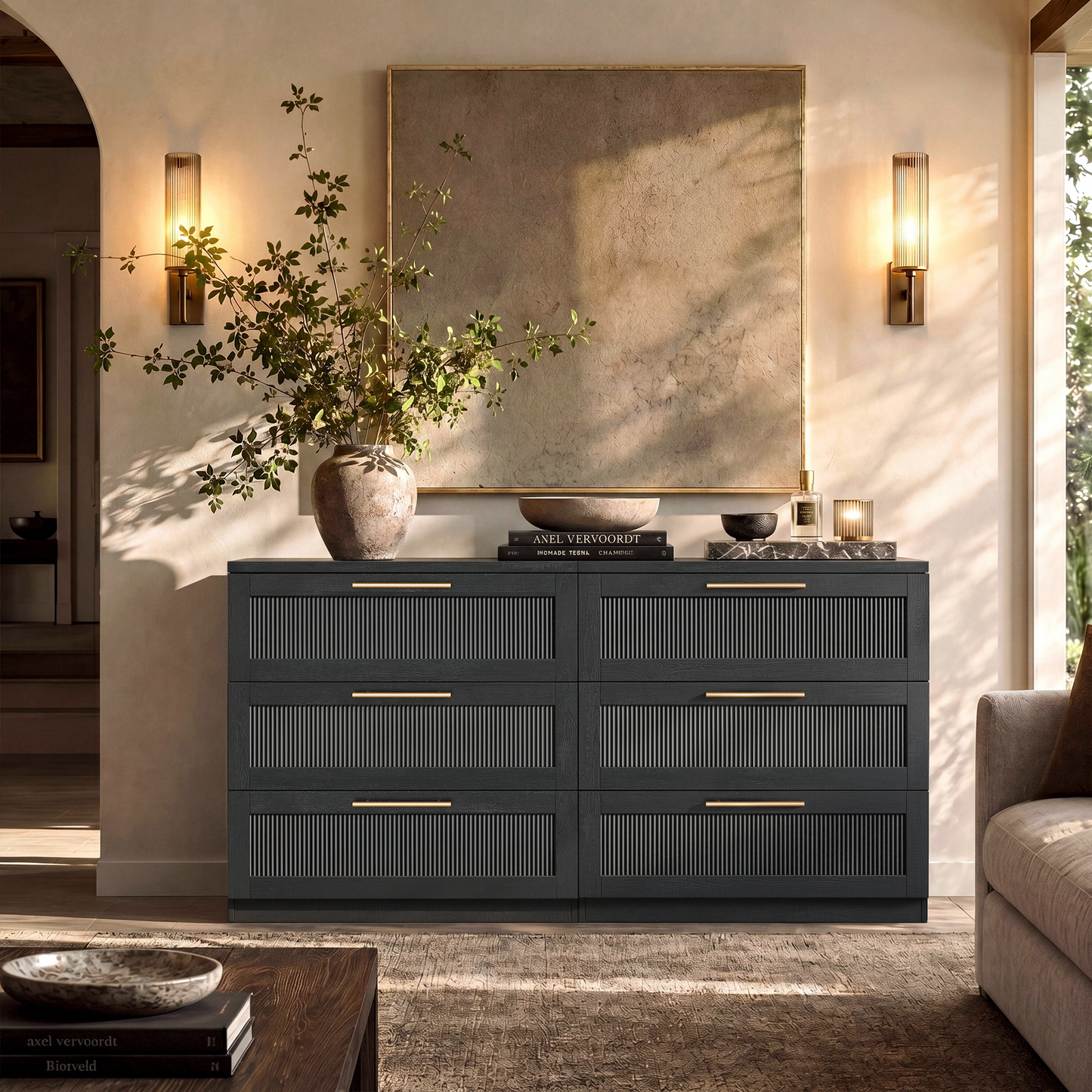 Harmo Block 3-Drawer Dresser with Wave Panel