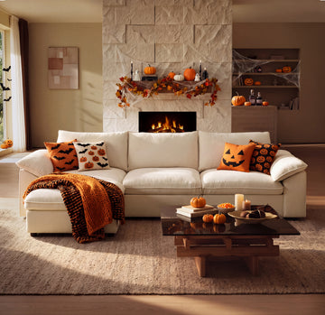 Dreamboat Modular Chenille L-Shape Sofa with Storage Ottoman,Beige