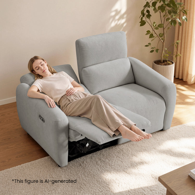 Cirrus 59" Gray Zero Gravity Power Reclining Loveseat Sofa with USB & Type-C