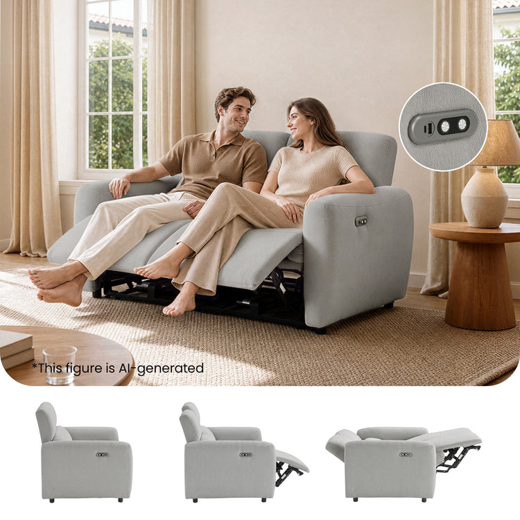 Cirrus 59" Gray Zero Gravity Power Reclining Loveseat Sofa with USB & Type-C
