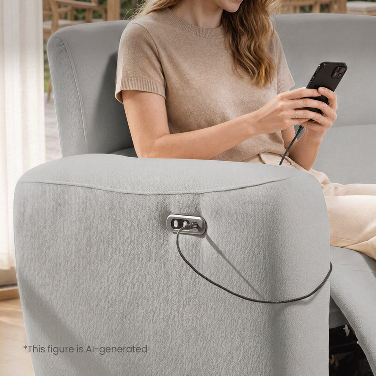 Cirrus Gray Zero Gravity Power Reclining 3-Seater& Loveseat Sofa Set with USB & Type-C