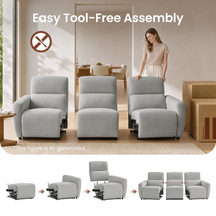 Cirrus 59" Gray Zero Gravity Power Reclining Loveseat Sofa with USB & Type-C