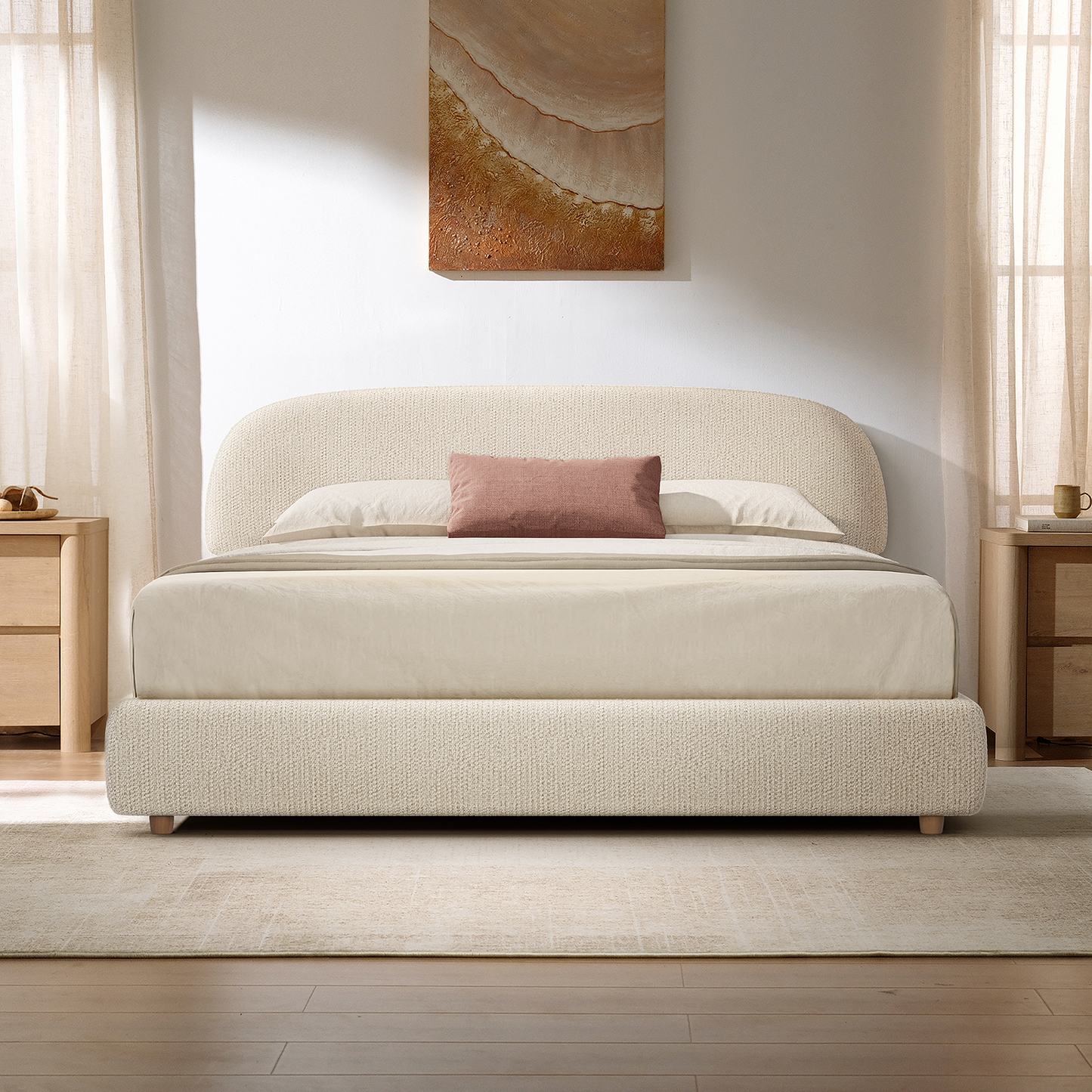 [Pre-Sale] Elara King Lift-Up Storage Bed Frame with Adjustable Headboard, Beige