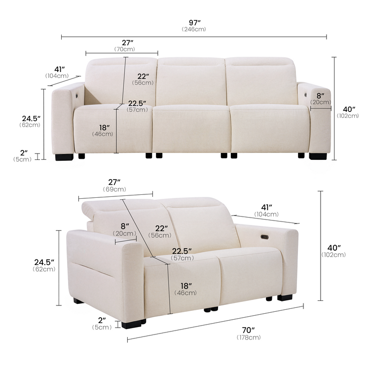 [Pre-sale] Lodden Power Reclining Sofa Set with Zero Gravity & USB-C，Beige