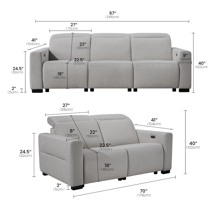 [Pre-sale] Lodden Power Reclining Sofa Set with Zero Gravity & USB-C，Grey