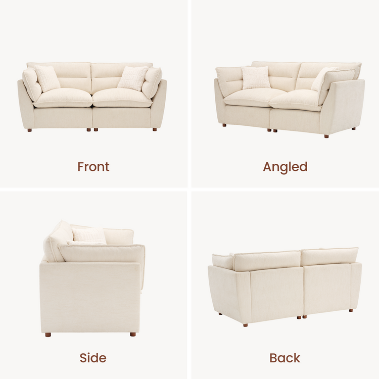 [Pre-sale] Loveseat Sofa, Loven Modular Cloud Design with Solid Wood Legs，Pure Plume