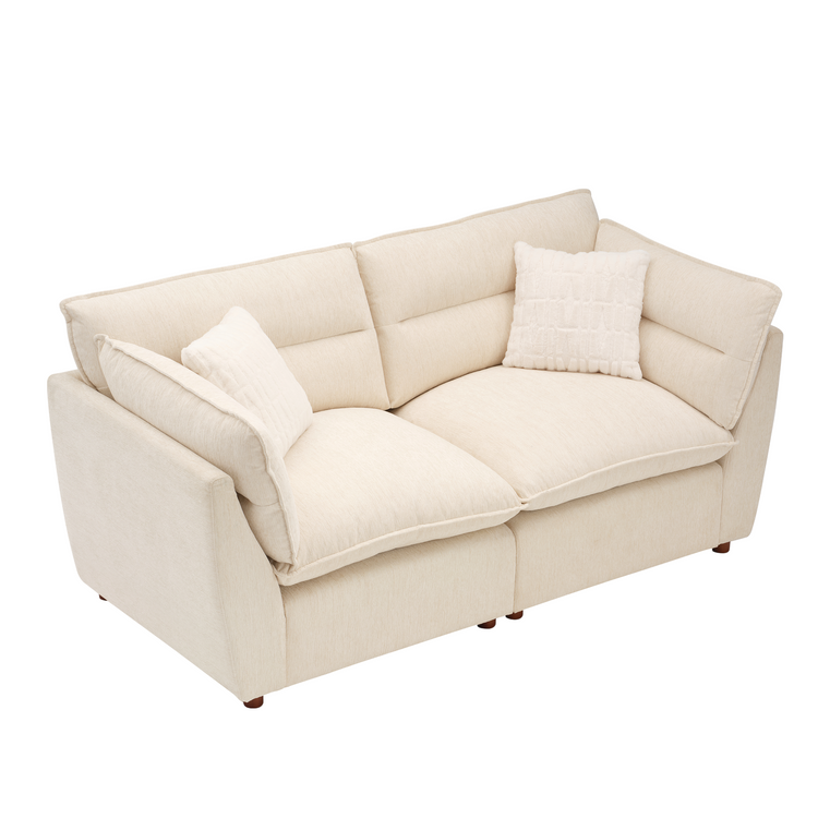 [Pre-sale] Loveseat Sofa, Loven Modular Cloud Design with Solid Wood Legs，Pure Plume