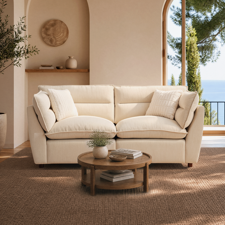 [Pre-sale] Loveseat Sofa, Loven Modular Cloud Design with Solid Wood Legs，Pure Plume