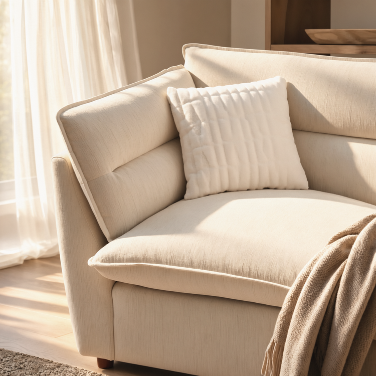 [Pre-sale] Loveseat Sofa, Loven Modular Cloud Design with Solid Wood Legs，Pure Plume
