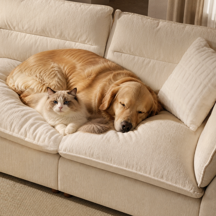 [Pre-sale] Loveseat Sofa, Loven Modular Cloud Design with Solid Wood Legs，Pure Plume